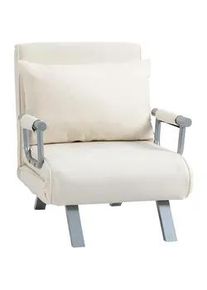 HOMCOM 3-In-1 Schlafsofa Schlafsessel Armlehne Klappbett Gästebett Chaiselongue Creme , Kunststoff , 69x80x65 cm , Wohnzimmer, Sofas & Couches, Schlafsofas, Schlafsessel