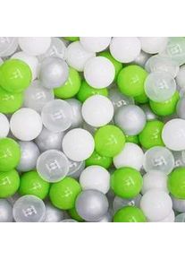 LittleTom Bällebad-Bälle 200 Stück, Grün/Grau/Weiß/Transparent, 5.5 cm , Kunststoff , Rund , 5.5x5.5x5.5 cm , Spielzeug, Sonstiges Spielzeug