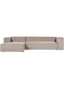 Beliani 3-Sitzer-Ecksofa Samtstoff taupe linksseitig Vernon , Textil , 330x178 cm , Wohnzimmer, Sofas & Couches, Wohnlandschaften, Ecksofas