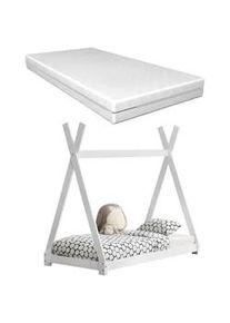 [en.casa] Kinderbett Onejda mit Matratze , Textil , Kiefer , 80x160 cm , Babymöbel & Kindermöbel, Kinderzimmer & Jugendzimmer, Kinderbetten, Spielbetten