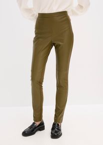 bonprix Spodnie z imitacji sk&oacute;ry punto di roma, zielony, 38