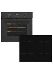 Exquisit Backofen-Set »EBE367-H-120 mattschwarz« Set, 2 Stk. tlg.