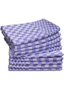 Dyckhoff Geschirrtuch »Halbleinen Grubentuch, kariert, 55% Baumwolle, 45% Leinen, 10 Stück« Geschirrtücher, extra groß, je 50 x 100 cm in blau