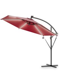Kingsleeve Zweefparasol LED Rood Mali Ø350cm UV-bescherming 80+ met hoes