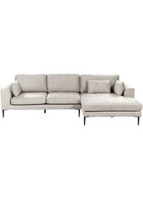 Beliani 3-Sitzer-Ecksofa Samtstoff Hellgrau rechtsseitig Flam , Textil , L-Form , 275x158 cm , Wohnzimmer, Sofas & Couches, Wohnlandschaften, Ecksofas