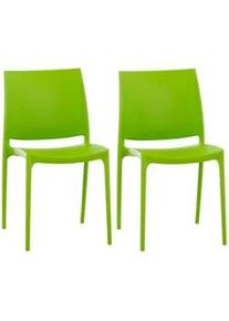 CLP Gartenstuhl 2er Set Kunststoff grün , 44x81x50 cm , Esszimmer, Stühle