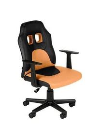 CLP Jugenddrehstuhl Lederlook Schwarz/Orange , Textil , 56x83x59 cm , Babymöbel & Kindermöbel, Babyzimmer, Kindersessel & Kindertische