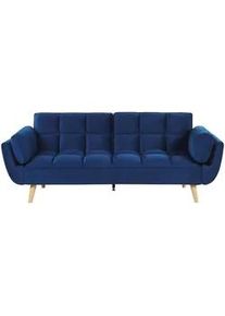 Beliani 3-Sitzer-Schlafsofa Samtstoff Dunkelblau Asby , Hellblau , Textil , 218x82x83 cm , Babymöbel & Kindermöbel, Kinderzimmer & Jugendzimmer, Schlafsofas