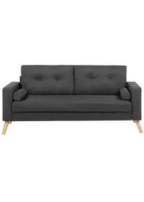 Beliani 2-Sitzer-Sofa Polsterbezug Dunkelgrau Kalmar , Textil , 182x88x74 cm , Wohnzimmer, Sofas & Couches, Sofas, 2-Sitzer Sofas