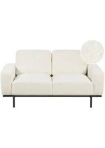 Beliani 2-Sitzer-Sofa Bouclé cremeweiß Sovik , Weiß, Schwarz , Textil , 156x72x87 cm , Wohnzimmer, Sofas & Couches, Sofas, 2-Sitzer Sofas