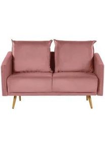 Beliani 2-Sitzer-Sofa Samtstoff Rosa Maura , Pink , Textil , 130x83x78 cm , Wohnzimmer, Sofas & Couches, Sofas, 2-Sitzer Sofas