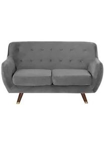 Beliani 2-Sitzer-Sofa Samtstoff Grau Bodo , Textil , 148x85x84 cm , Wohnzimmer, Sofas & Couches, Sofas, 2-Sitzer Sofas