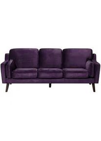 Beliani 3-Sitzer-Sofa Samtstoff Violett Lokka , Textil , 204x85x83 cm , Wohnzimmer, Sofas & Couches, Sofas, 3-Sitzer Sofas