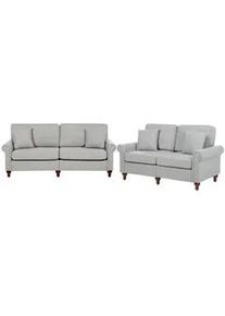 Beliani 5-Sitzer Sofa SET Polyester Hellgrau Otra , Textil , 76x84x195 cm , Wohnzimmer, Sofas & Couches, Sitzgarnituren
