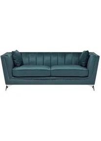 Beliani 3-Sitzer-Sofa Samtstoff Blau-Grün Gaula , Hellgrün , Textil , 211x77x80 cm , Wohnzimmer, Sofas & Couches, Sofas, 3-Sitzer Sofas