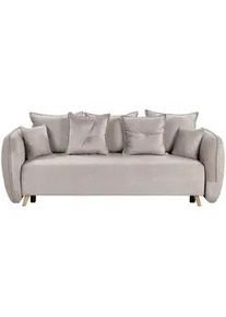 Beliani 2-Sitzer-Schlafsofa Samtstoff taupe mit Stauraum Vallanes , Beige, Hellbraun , Textil , 234x77x104 cm , Babymöbel & Kindermöbel, Kinderzimmer & Jugendzimmer, Schlafsofas