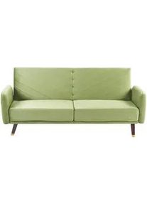 Beliani 3-Sitzer-Schlafsofa Samtstoff Olivgrün Senja , Textil , 200x87x95 cm , Babymöbel & Kindermöbel, Kinderzimmer & Jugendzimmer, Schlafsofas
