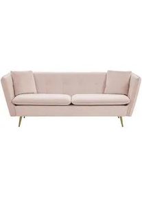 Beliani 3-Sitzer-Sofa Samtstoff Pastellrosa Frederica , Rosa , Textil , 200x77x80 cm , Wohnzimmer, Sofas & Couches, Sofas, 3-Sitzer Sofas
