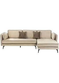 Beliani 3-Sitzer-Ecksofa Samtstoff Beige Altan , Textil , L-Form , 268x157 cm , Wohnzimmer, Sofas & Couches, Wohnlandschaften, Ecksofas