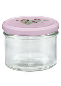 225 ml glas med skr&aring; kant + BasicSeal l&aring;g, hjerteformet, rosa UNiTWIST