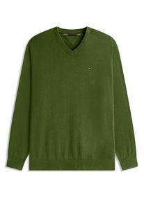 Duże Rozmiary - Tommy Hilfiger - Sweter bawełniany z dekoltem w serek i naszywką z logo - 5XL