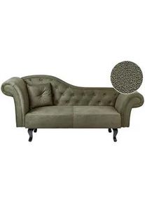 Beliani Chaiselongue Samtstoff olivgrün links Lattes , Grün, Dunkelbraun , Textil , 192x81x59 cm , Wohnzimmer, Sofas & Couches, Sofas, Recamieren