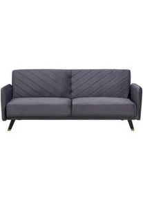 Beliani 3-Sitzer-Schlafsofa Samtstoff Grau Senja , Textil , 200x87x95 cm , Babymöbel & Kindermöbel, Kinderzimmer & Jugendzimmer, Schlafsofas