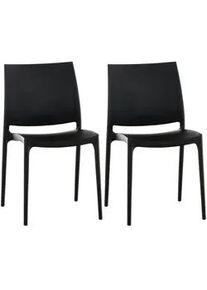 CLP Gartenstuhl 2er Set Kunststoff schwarz , 44x81x50 cm , Esszimmer, Stühle