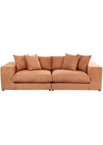 Beliani 3-Sitzer-Sofa orange mit Kissen Glorvika Ii , Textil , 240x58x120 cm , Wohnzimmer, Sofas & Couches, Sofas, 3-Sitzer Sofas