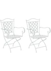 CLP Gartenstuhl 2er Set Metall weiß , 56x93x51 cm , Gartenmöbel, Gartensessel, Gartenstühle