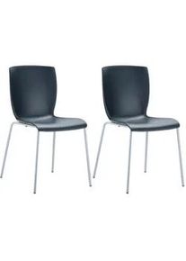 CLP Gartenstuhl 2er Set Kunststoff schwarz , 47x80x60 cm , Esszimmer, Stühle