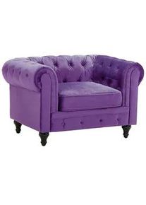 Beliani Sessel Samtstoff violett Chesterfield , Textil , 110x70x75 cm , Wohnzimmer, Sessel, Polstersessel