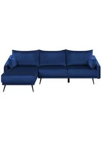 Beliani Ecksofa Samtstoff Marineblau Varde , Hellblau , Textil , L-Form , 245x162 cm , Wohnzimmer, Sofas & Couches, Wohnlandschaften, Ecksofas