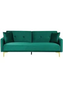 Beliani 3-Sitzer-Schlafsofa Samtstoff Grün Lucan , Textil , 190x75x90 cm , Babymöbel & Kindermöbel, Kinderzimmer & Jugendzimmer, Schlafsofas