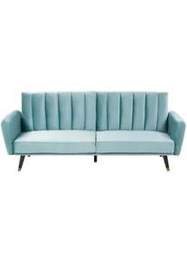 Beliani 3-Sitzer-Schlafsofa Samtstoff Hellblau Vimmerby , Textil , 212x90x80 cm , Babymöbel & Kindermöbel, Kinderzimmer & Jugendzimmer, Schlafsofas