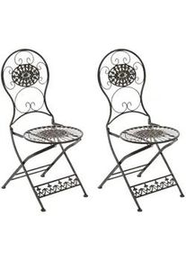 CLP Gartenklappstuhl 2er Set Metall bronze , 43x91.5x50 cm , Gartenmöbel, Gartensessel, Gartenklappstühle