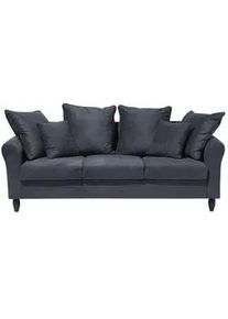 Beliani 3-Sitzer-Sofa Samtstoff Grau Bornholm , Dunkelgrau , Textil , 197x76x79 cm , Wohnzimmer, Sofas & Couches, Sofas, 3-Sitzer Sofas