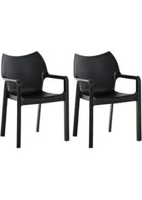 CLP Gartenstuhl 2er Set Kunststoff schwarz , 57x84x53 cm , Esszimmer, Stühle