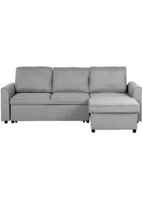 Beliani Ecksofa Polsterbezug Hellgrau rechtsseitig Nesna , Textil , L-Form , 228x145 cm , Wohnzimmer, Sofas & Couches, Wohnlandschaften, Ecksofas