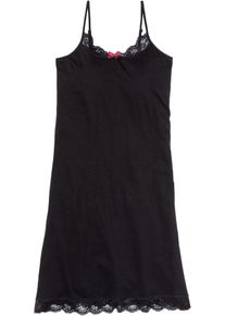 bonprix Mujer, Camisón corto con un encaje delicado, negro, 56/58
