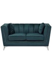 Beliani 2-Sitzer-Sofa Samtstoff Blau-Grün Gaula , Hellgrün , Textil , 160x77x80 cm , Wohnzimmer, Sofas & Couches, Sofas, 2-Sitzer Sofas