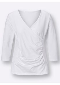 Dames Wikkelshirt glanzende look in wit ,maat 38, WITT, 90% Polyamide, 10% Elastan