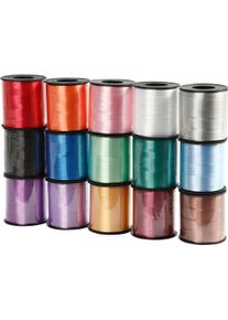 Creativ Company, Geschenkverpackung, Kräuselband 10 mm, Sortierte Farben, 15 Stück (Geschenkband, 15 x)