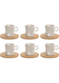 Esprit Set aus 6 Teetassen mit Teller Home Weiss Porzellan 180 ml, Tasse, Weiss