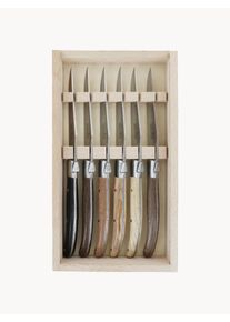 Laguiole Conjunto de talheres em aço inoxidável escovado artesanal Essentiel, conjunto de 6 Aço inoxidável C 23 cm