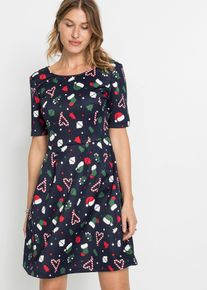 bonprix Sukienka mini w fasonie o linii litery A, niebieski, 40/42