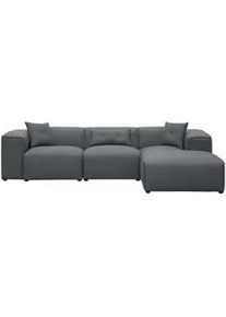 Beliani Ecksofa Polsterbezug Dunkelgrau rechtsseitig Dolva , Textil , L-Form , 294x170 cm , Wohnzimmer, Sofas & Couches, Wohnlandschaften, Ecksofas