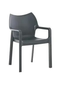 CLP Gartenstuhl Kunststoff dunkelgrau , 57x84x53 cm , Esszimmer, Stühle