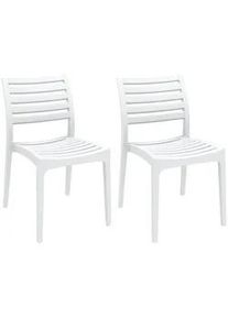 CLP Gartenstuhl 2er Set Kunststoff weiß , 48x82x48 cm , Esszimmer, Stühle