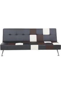Beliani 3-Sitzer-Schlafsofa Kunstleder Schwarz Olsker , Beige , Kunststoff , 178x78x92 cm , Babymöbel & Kindermöbel, Kinderzimmer & Jugendzimmer, Schlafsofas